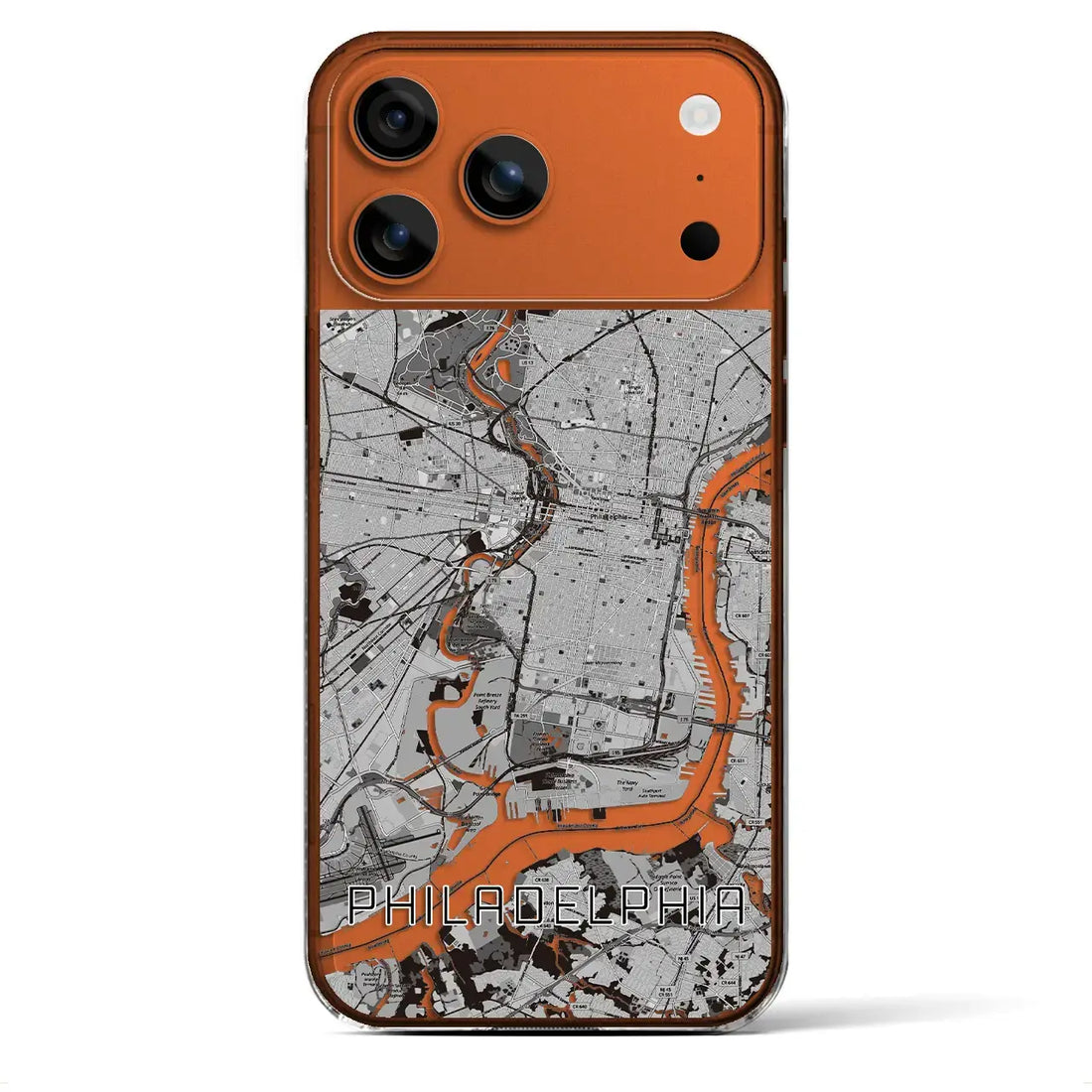 【フィラデルフィア（アメリカ）】地図柄iPhoneケース（クリアタイプ）モノトーン・iPhone 17 Pro Max 用