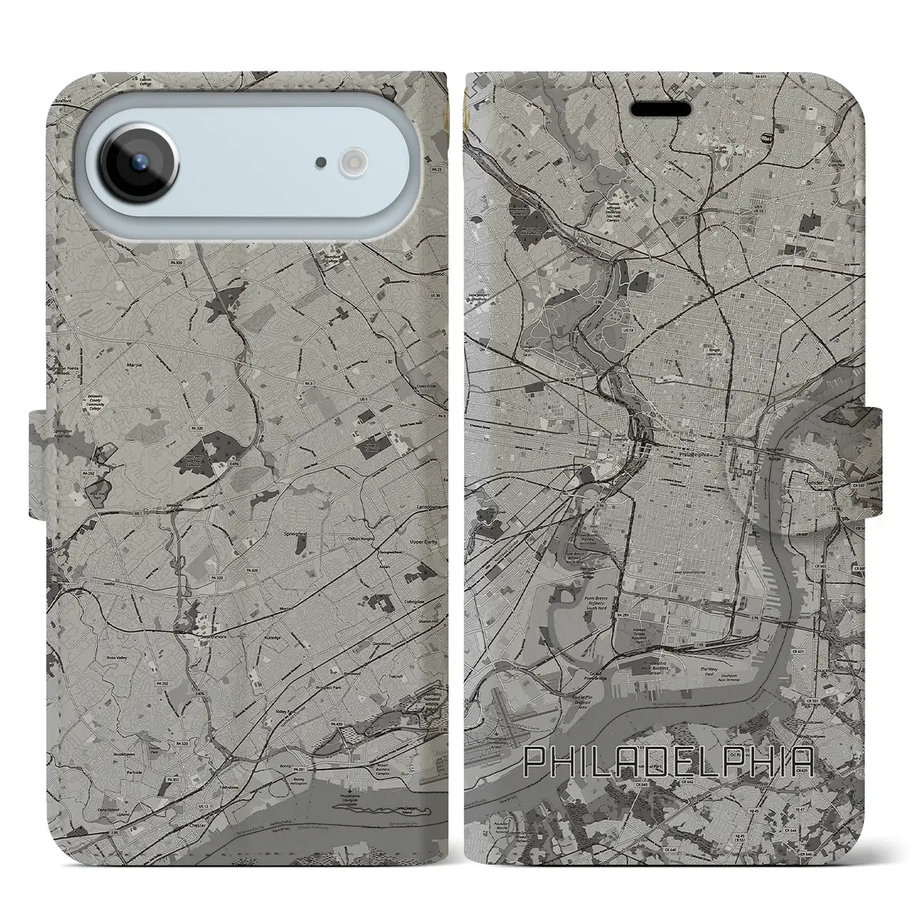 【フィラデルフィア（アメリカ）】地図柄iPhoneケース（手帳タイプ）