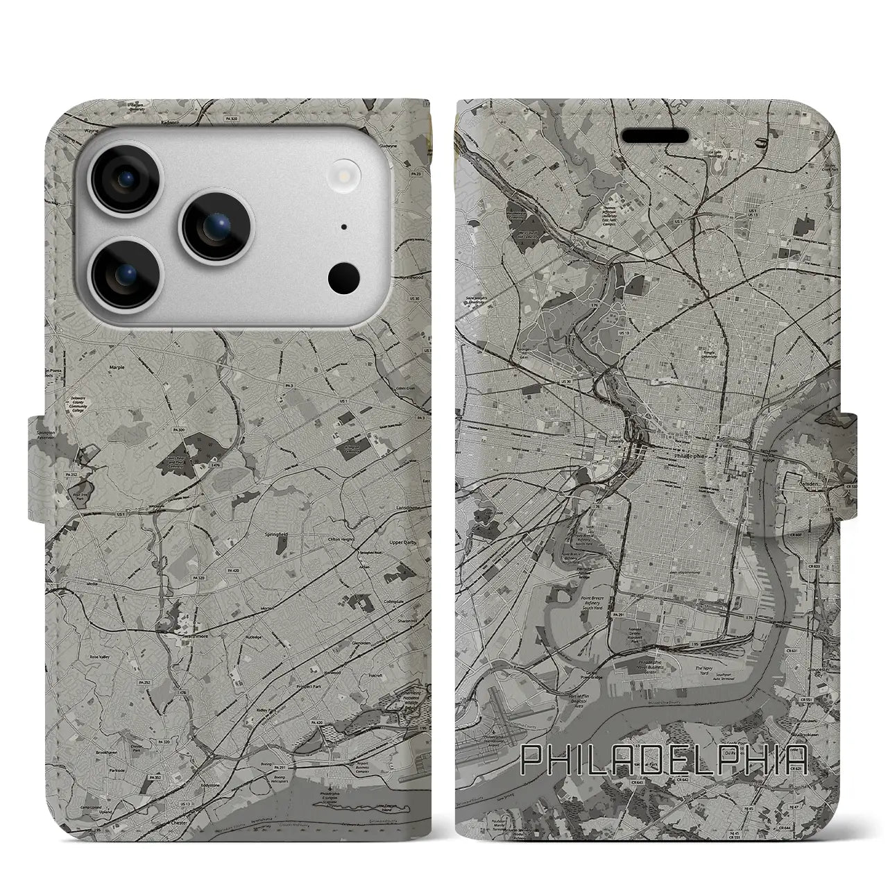 【フィラデルフィア（アメリカ）】地図柄iPhoneケース（手帳タイプ）
