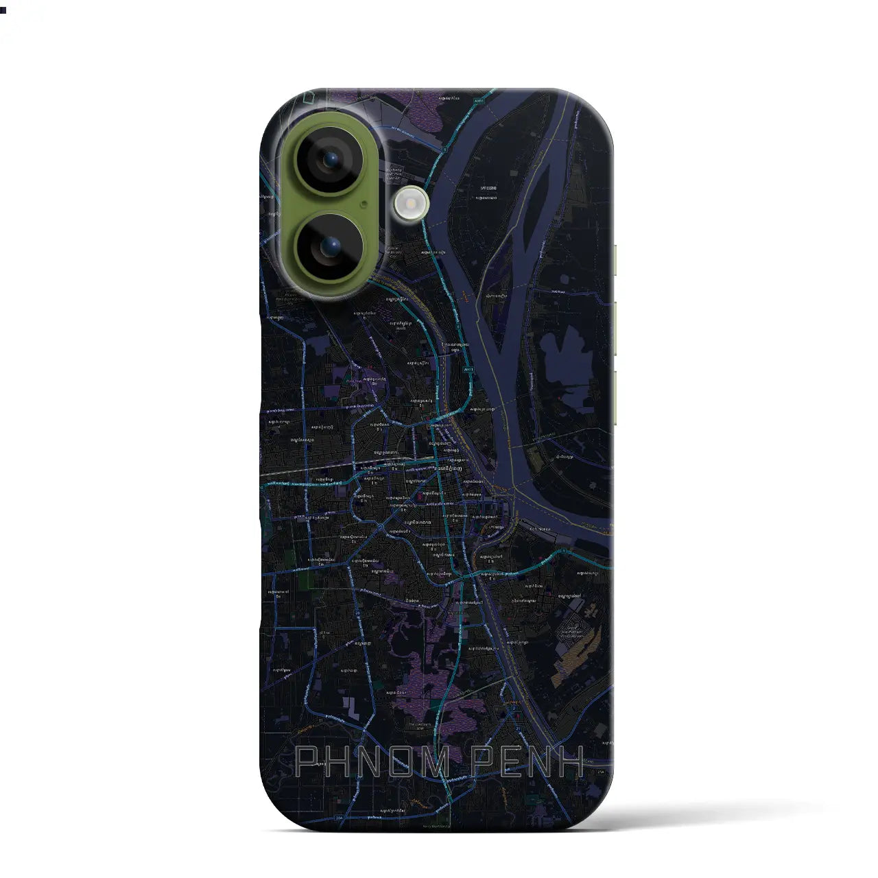 【プノンペン（カンボジア）】地図柄iPhoneケース（バックカバータイプ）