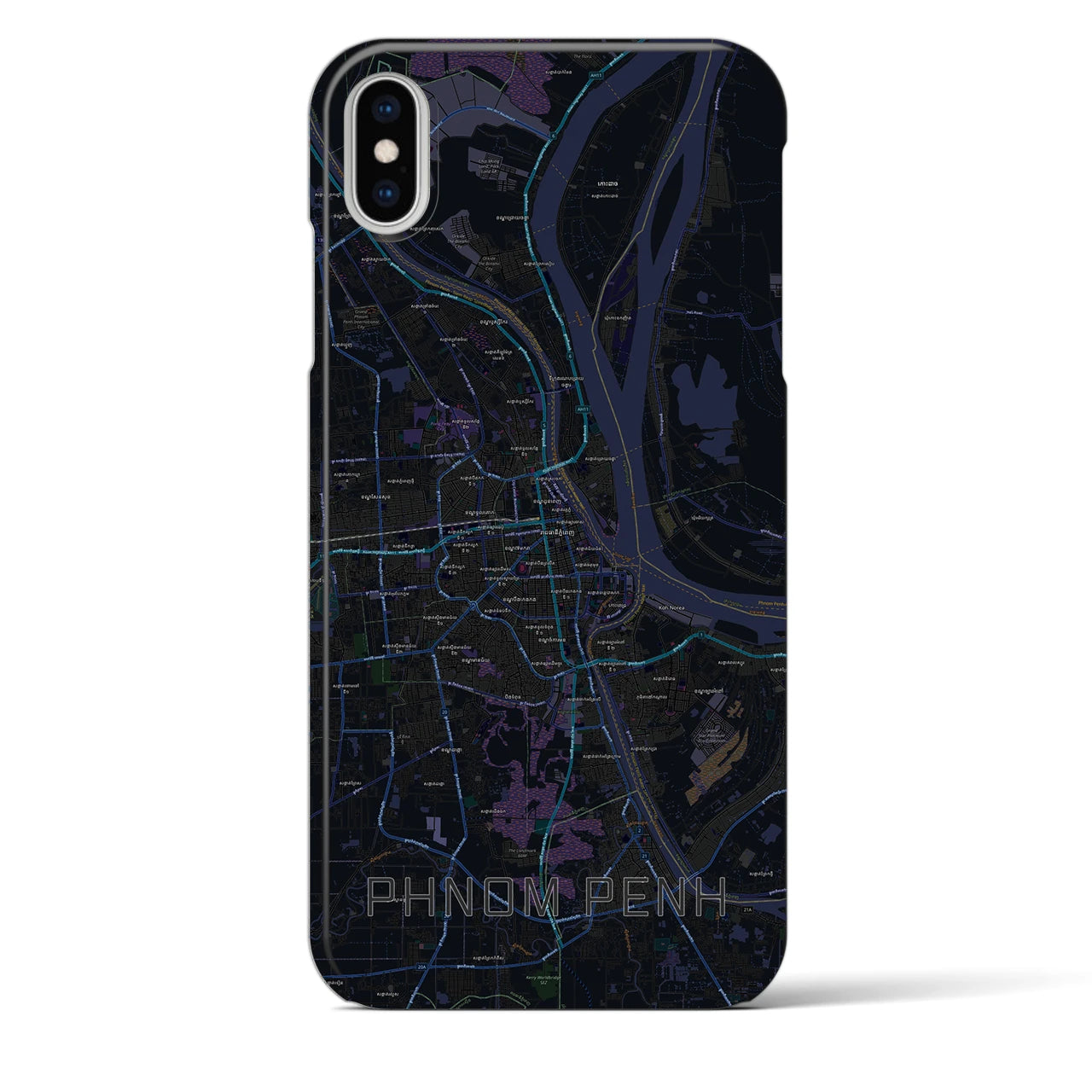 【プノンペン（カンボジア）】地図柄iPhoneケース（バックカバータイプ）