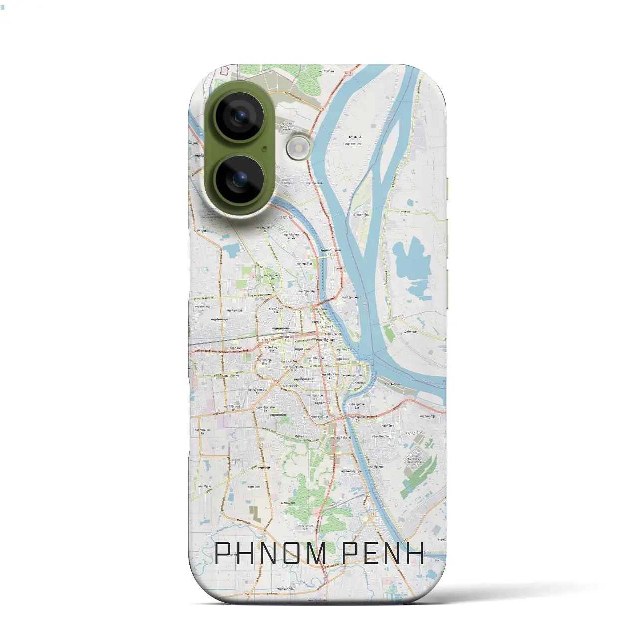 【プノンペン（カンボジア）】地図柄iPhoneケース（バックカバータイプ）