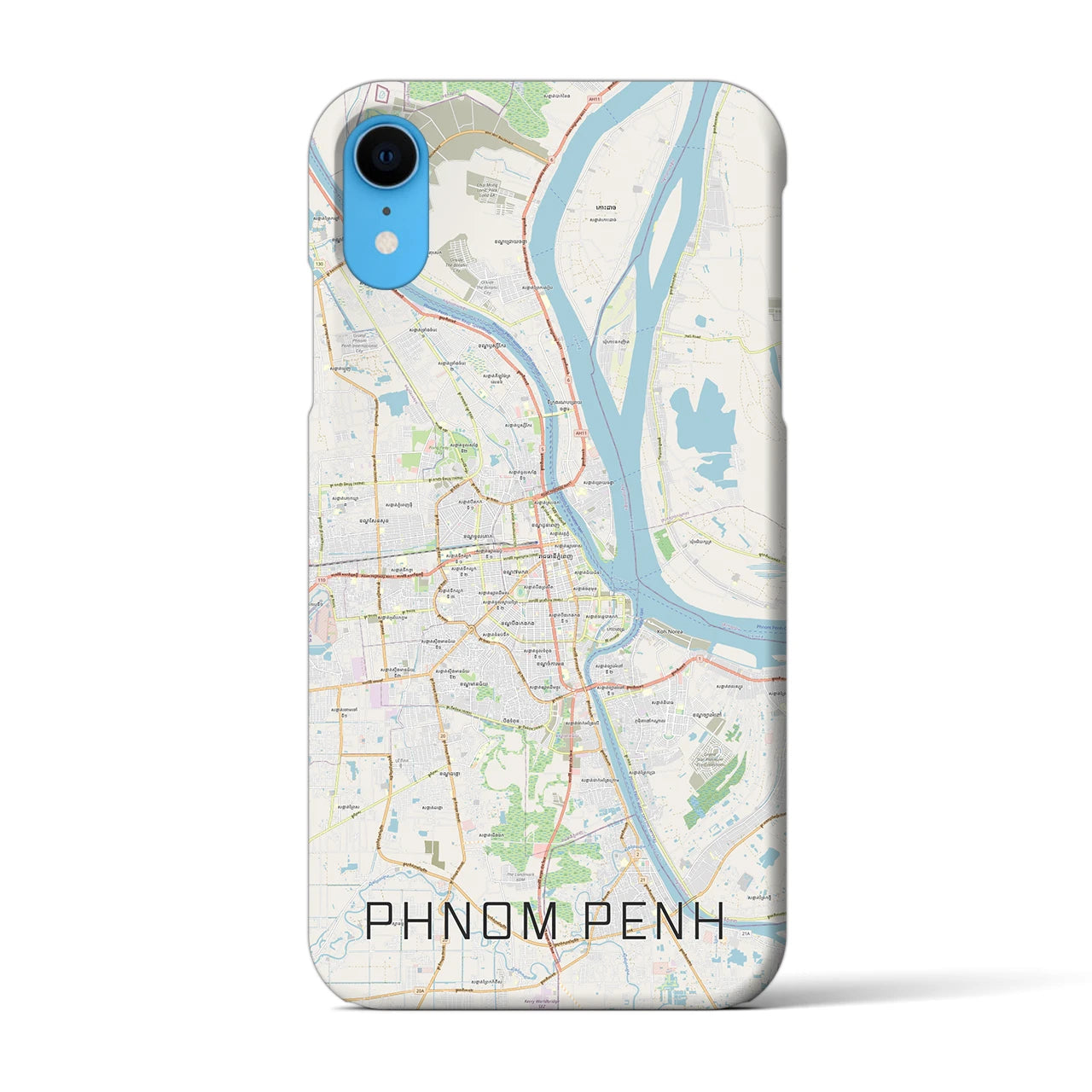 【プノンペン（カンボジア）】地図柄iPhoneケース（バックカバータイプ）