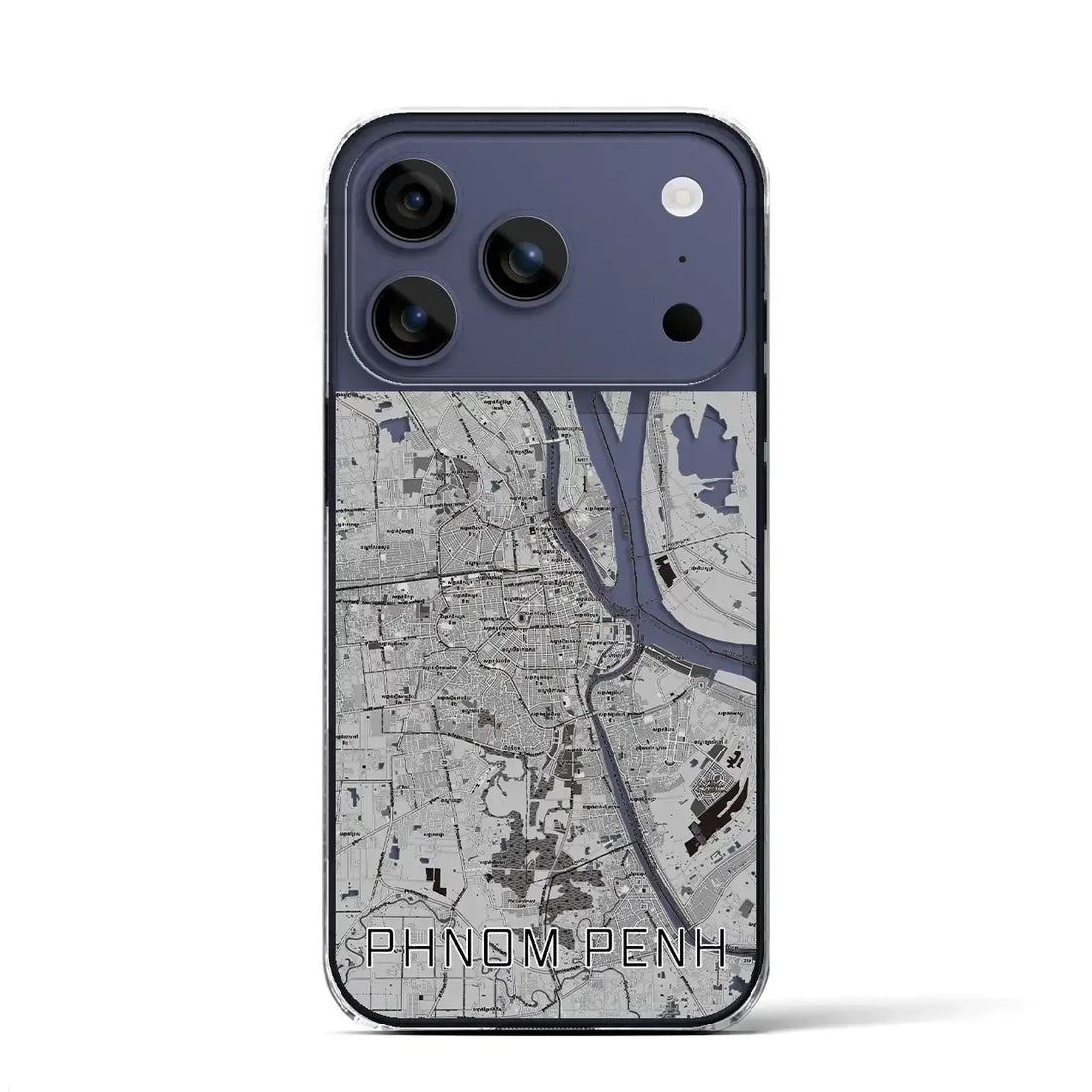 【プノンペン（カンボジア）】地図柄iPhoneケース（クリアタイプ）