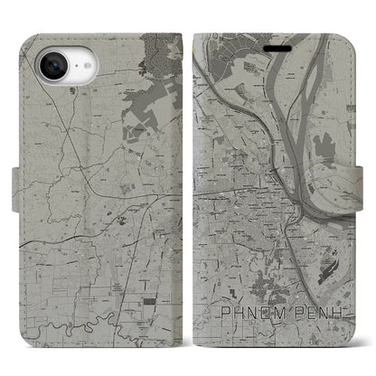 【プノンペン（カンボジア）】地図柄iPhoneケース（手帳タイプ）
