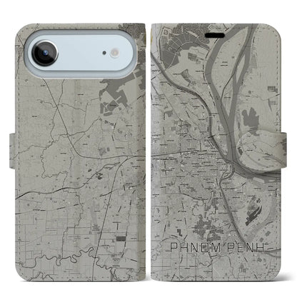【プノンペン（カンボジア）】地図柄iPhoneケース（手帳タイプ）
