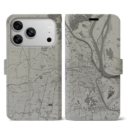 【プノンペン（カンボジア）】地図柄iPhoneケース（手帳タイプ）