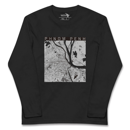 【プノンペン（カンボジア）】地図柄ロングスリーブTシャツ