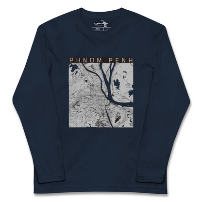 【プノンペン（カンボジア）】地図柄ロングスリーブTシャツ
