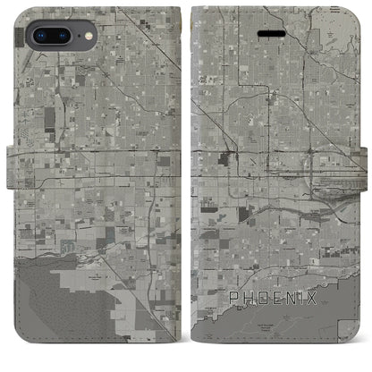 【フェニックス（アメリカ）】地図柄iPhoneケース（手帳タイプ）モノトーン・iPhone 8Plus /7Plus / 6sPlus / 6Plus 用