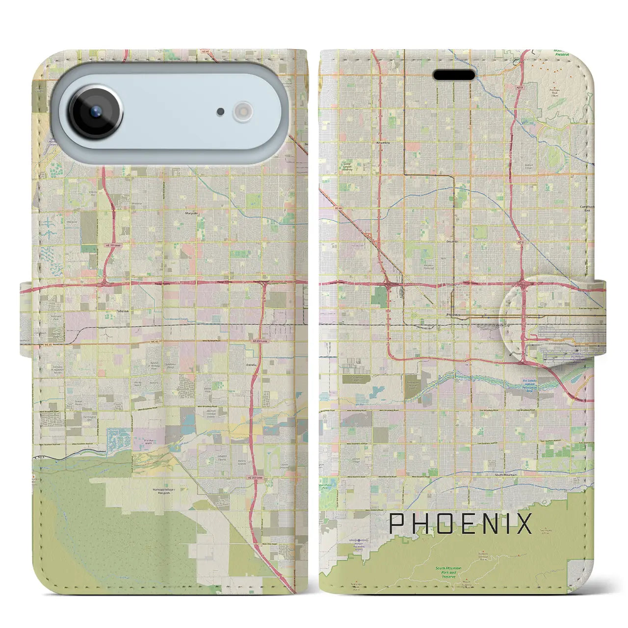 【フェニックス（アメリカ）】地図柄iPhoneケース（手帳タイプ）