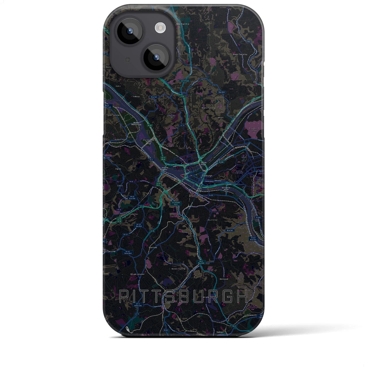 【ピッツバーグ（アメリカ）】地図柄iPhoneケース（バックカバータイプ）