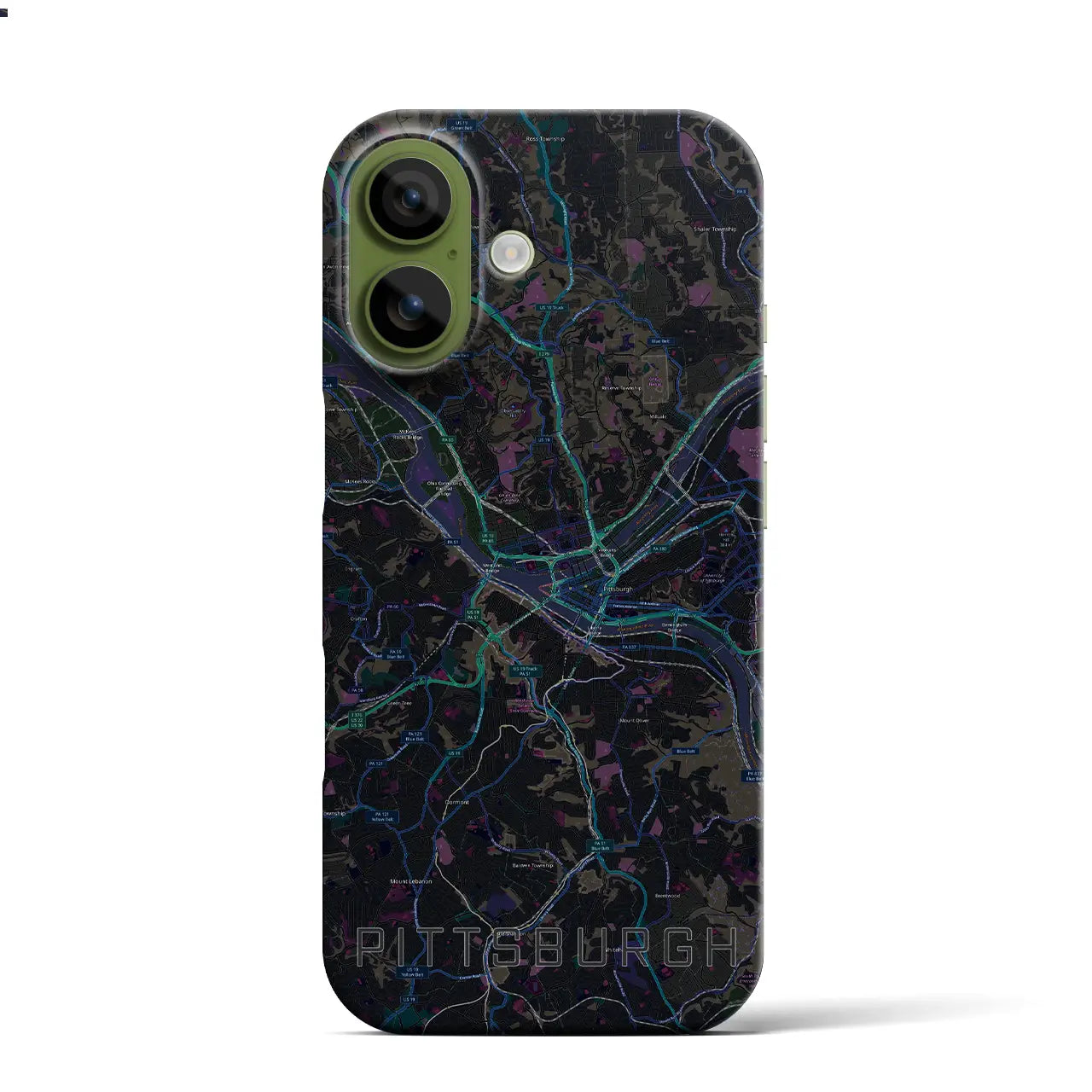 【ピッツバーグ（アメリカ）】地図柄iPhoneケース（バックカバータイプ）