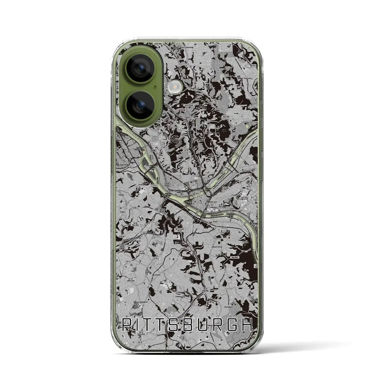 【ピッツバーグ（アメリカ）】地図柄iPhoneケース（クリアタイプ）