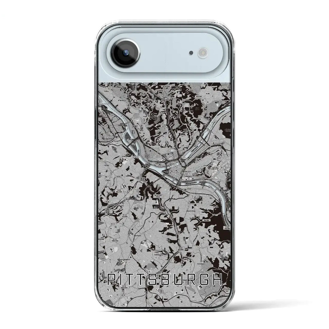 【ピッツバーグ（アメリカ）】地図柄iPhoneケース（クリアタイプ）モノトーン・iPhone 17 Pro Max 用