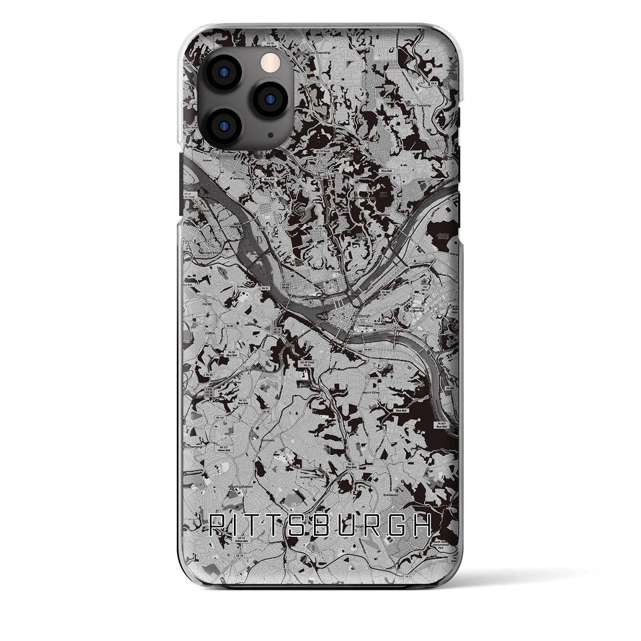 【ピッツバーグ（アメリカ）】地図柄iPhoneケース（クリアタイプ）