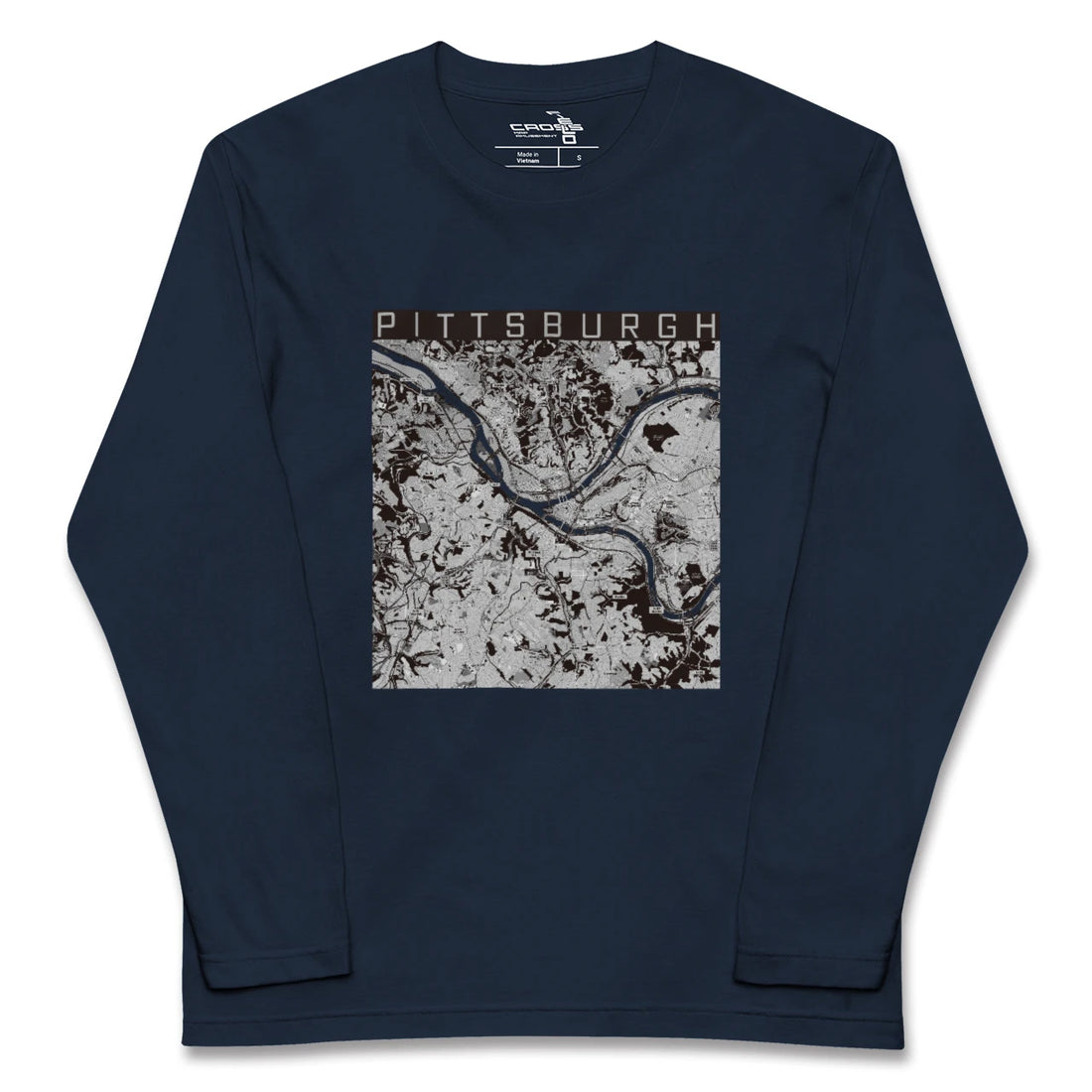 【ピッツバーグ(アメリカ)】地図柄ロングスリーブTシャツ