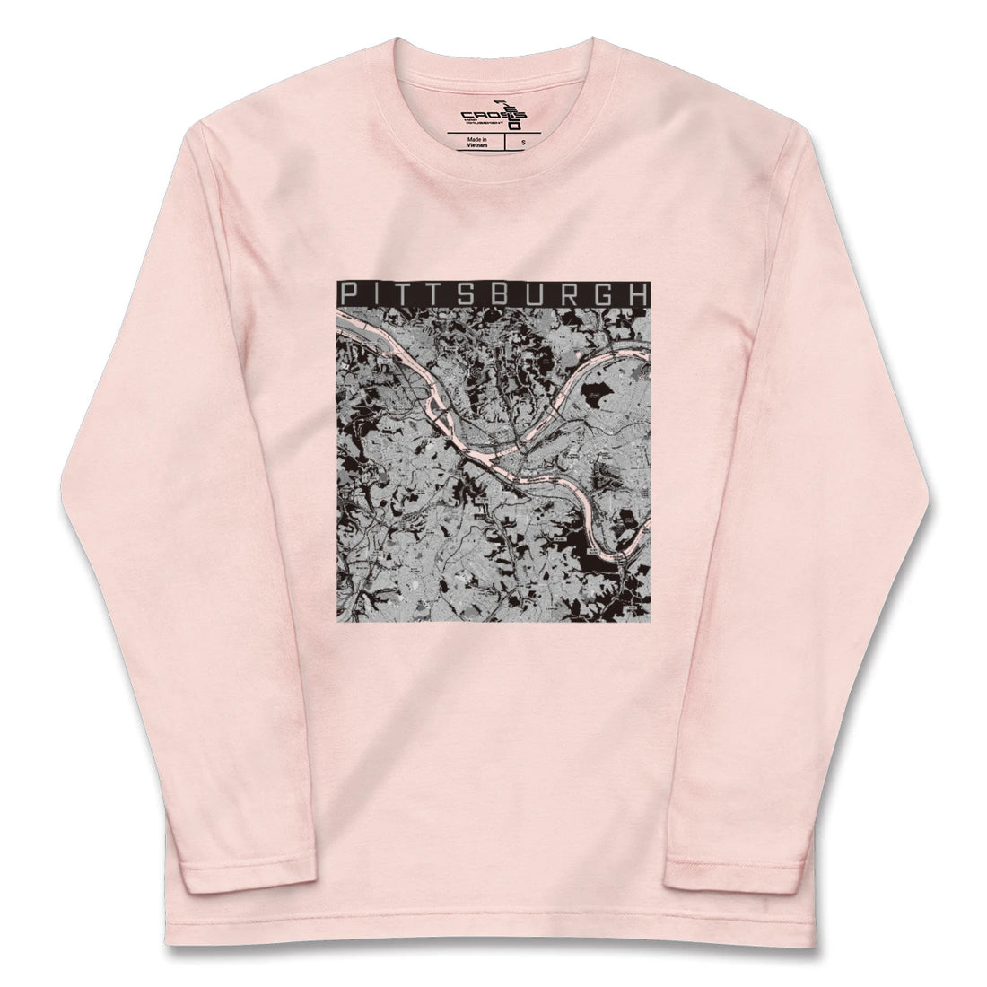 【ピッツバーグ(アメリカ)】地図柄ロングスリーブTシャツ