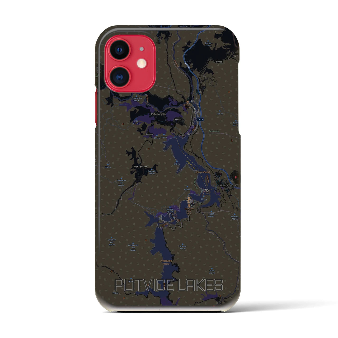 【プリトヴィツェ湖群（クロアチア）】地図柄iPhoneケース（バックカバータイプ）