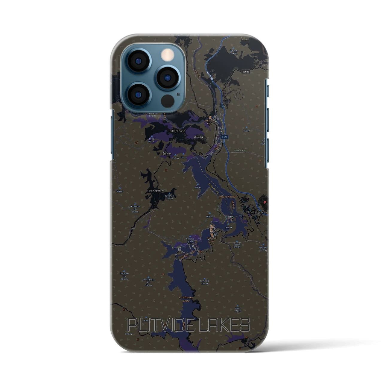 【プリトヴィツェ湖群（クロアチア）】地図柄iPhoneケース（バックカバータイプ）