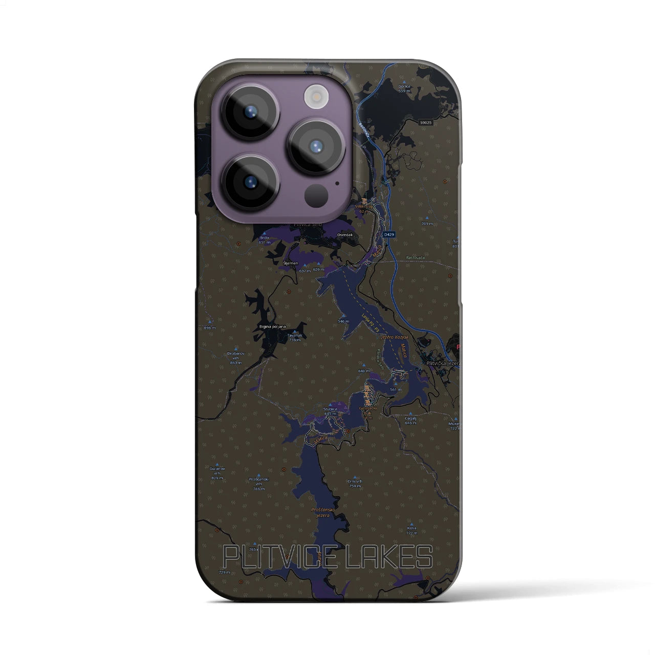 【プリトヴィツェ湖群（クロアチア）】地図柄iPhoneケース（バックカバータイプ）