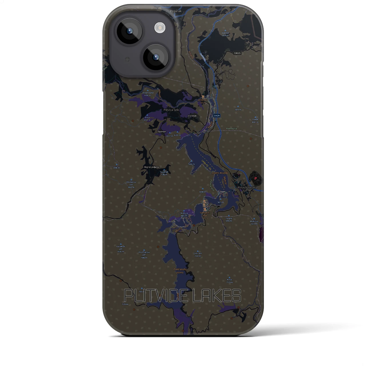【プリトヴィツェ湖群（クロアチア）】地図柄iPhoneケース（バックカバータイプ）