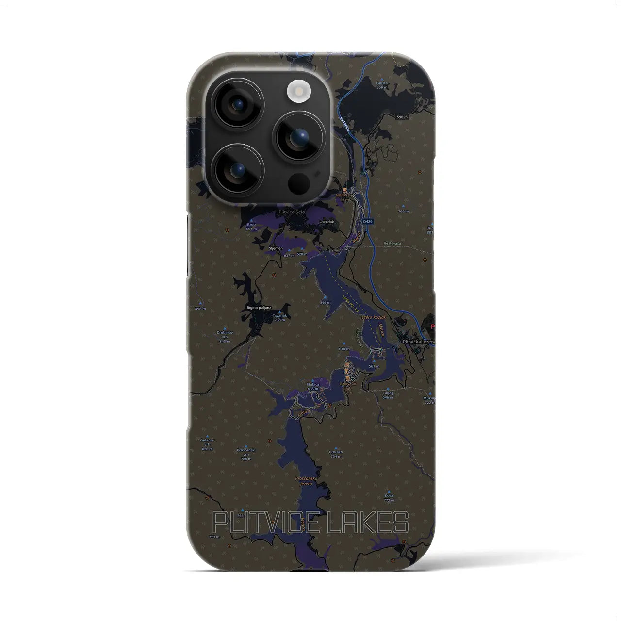 【プリトヴィツェ湖群（クロアチア）】地図柄iPhoneケース（バックカバータイプ）