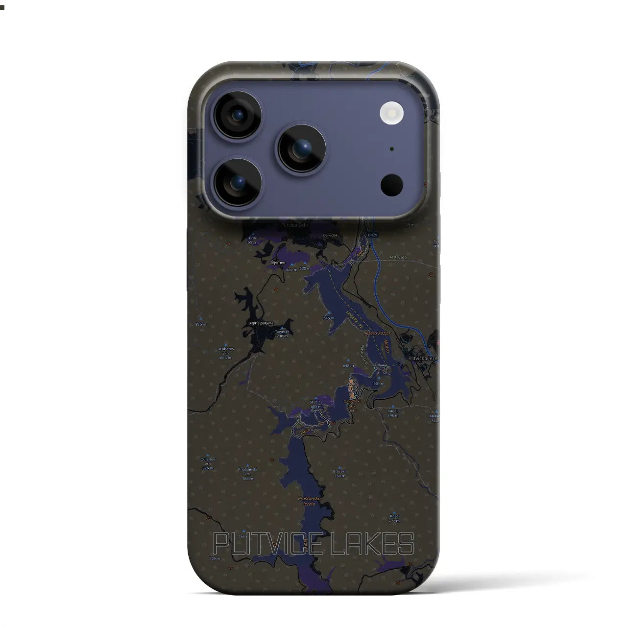 【プリトヴィツェ湖群（クロアチア）】地図柄iPhoneケース（バックカバータイプ）