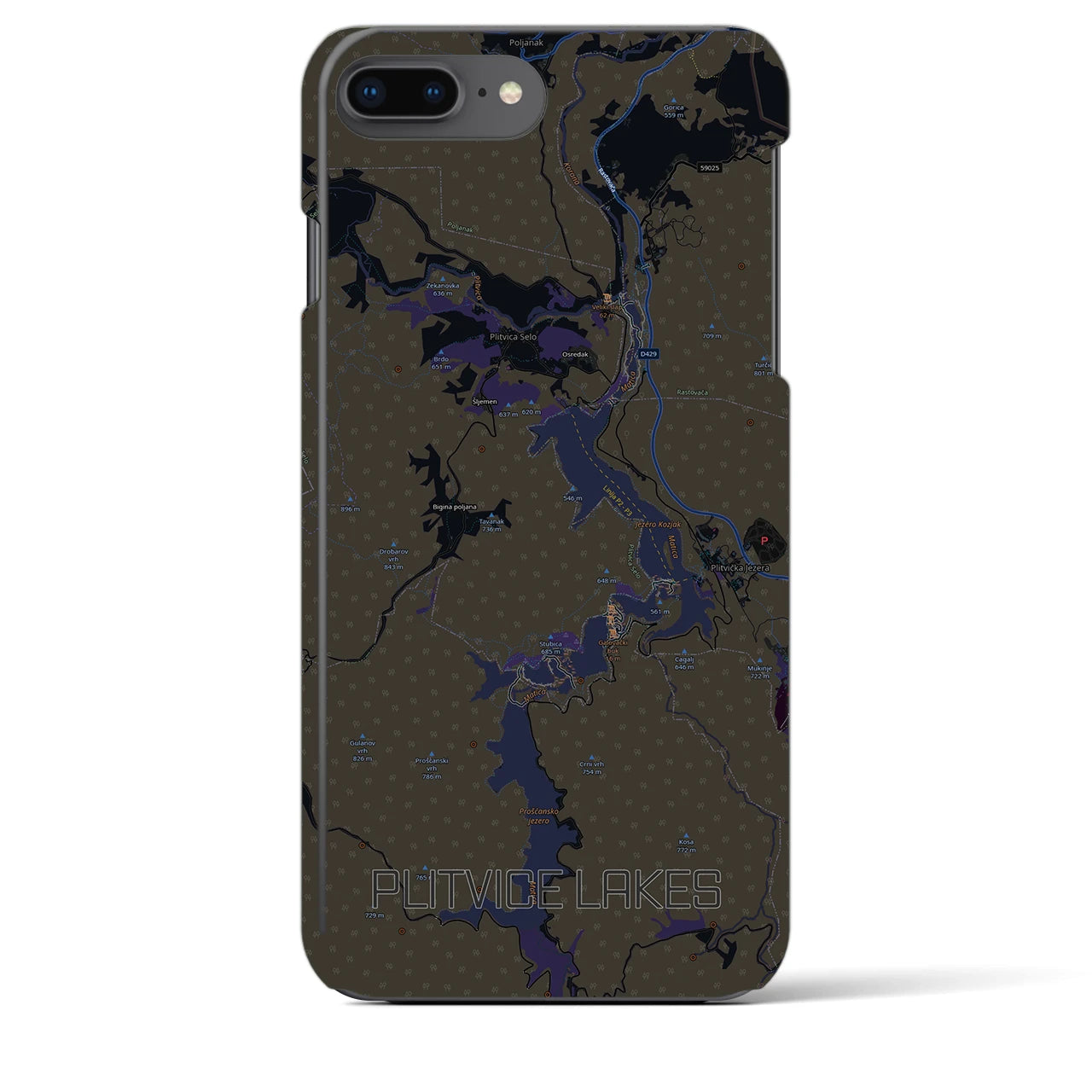 【プリトヴィツェ湖群（クロアチア）】地図柄iPhoneケース（バックカバータイプ）