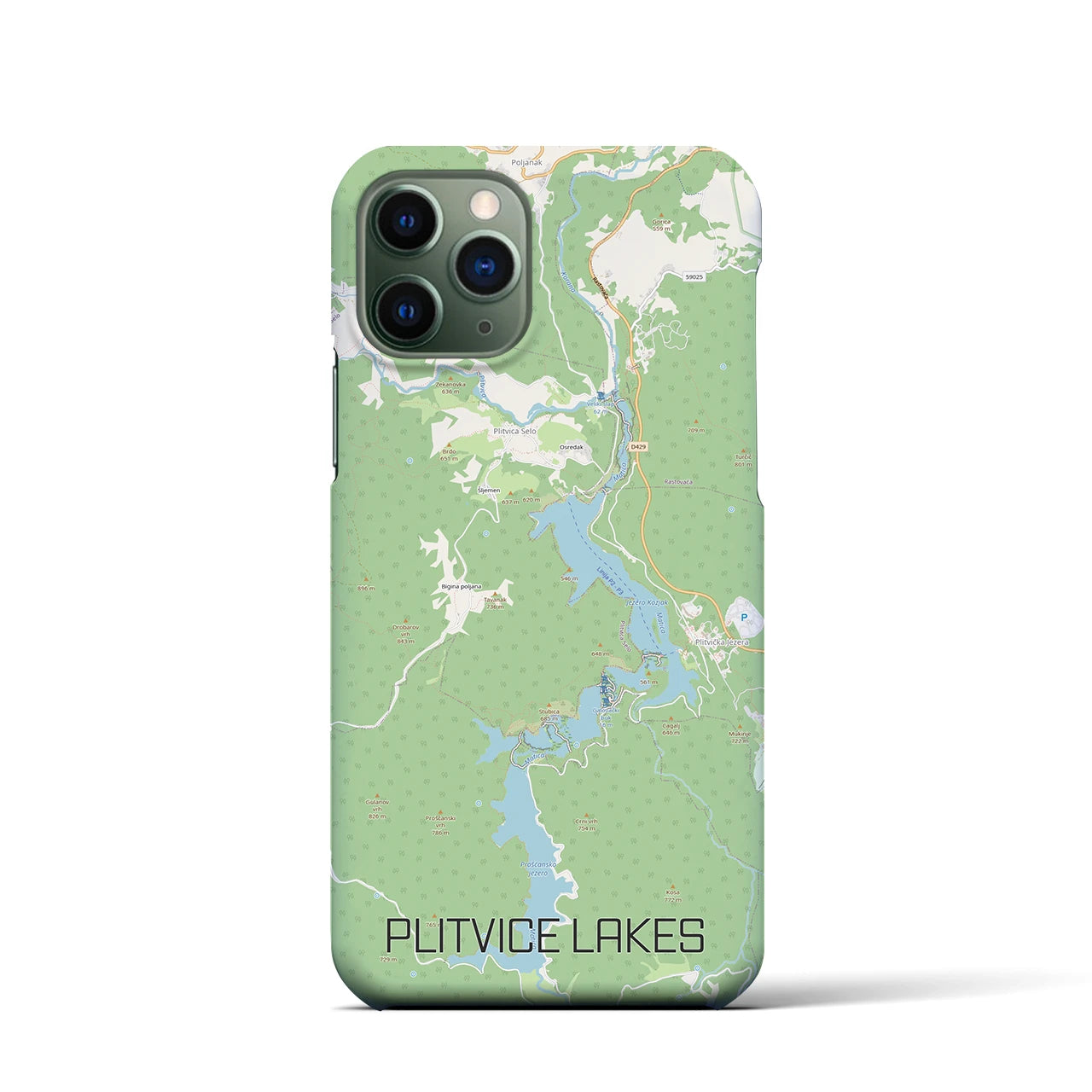 【プリトヴィツェ湖群（クロアチア）】地図柄iPhoneケース（バックカバータイプ）
