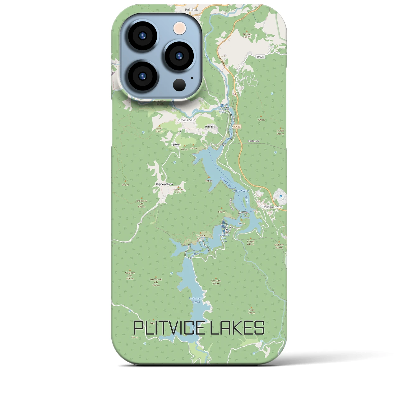【プリトヴィツェ湖群（クロアチア）】地図柄iPhoneケース（バックカバータイプ）