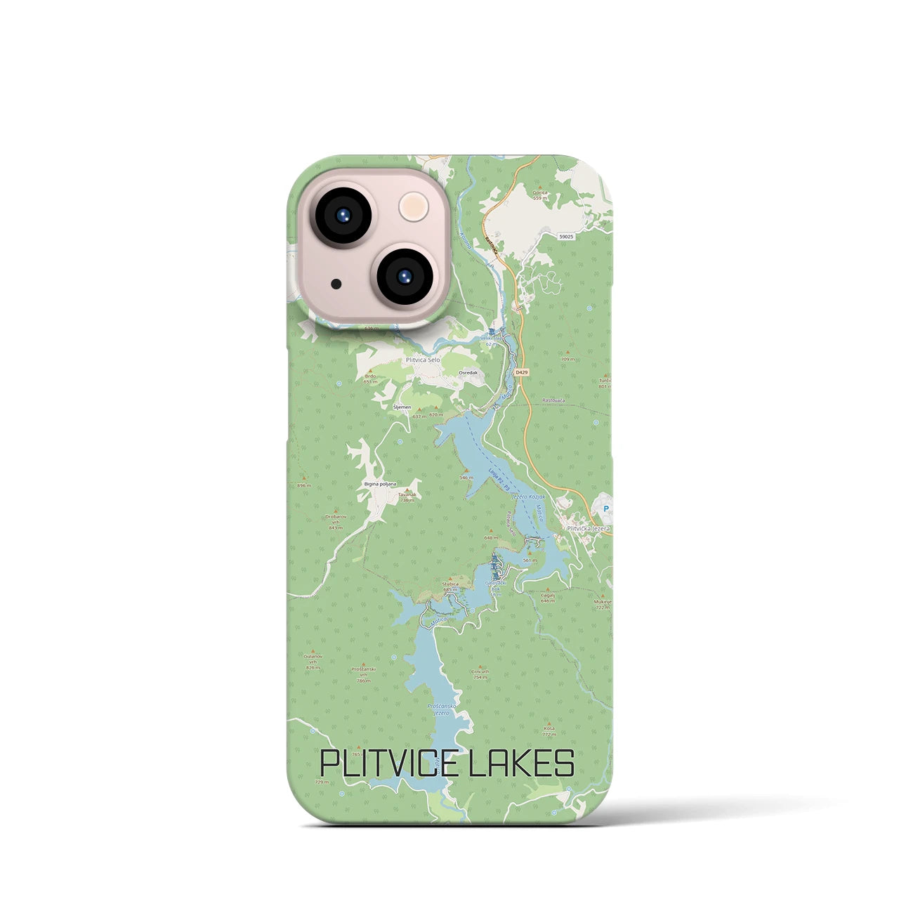 【プリトヴィツェ湖群（クロアチア）】地図柄iPhoneケース（バックカバータイプ）