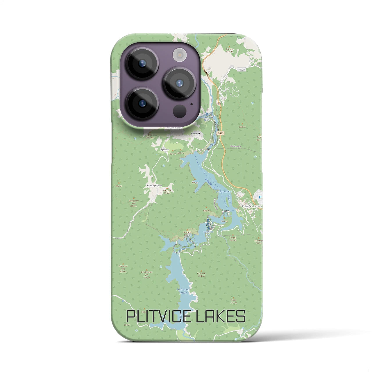 【プリトヴィツェ湖群（クロアチア）】地図柄iPhoneケース（バックカバータイプ）
