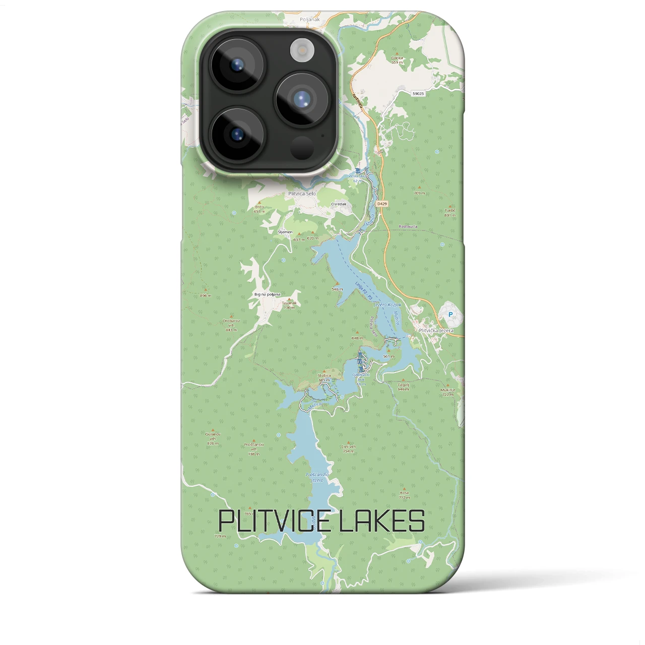 【プリトヴィツェ湖群（クロアチア）】地図柄iPhoneケース（バックカバータイプ）