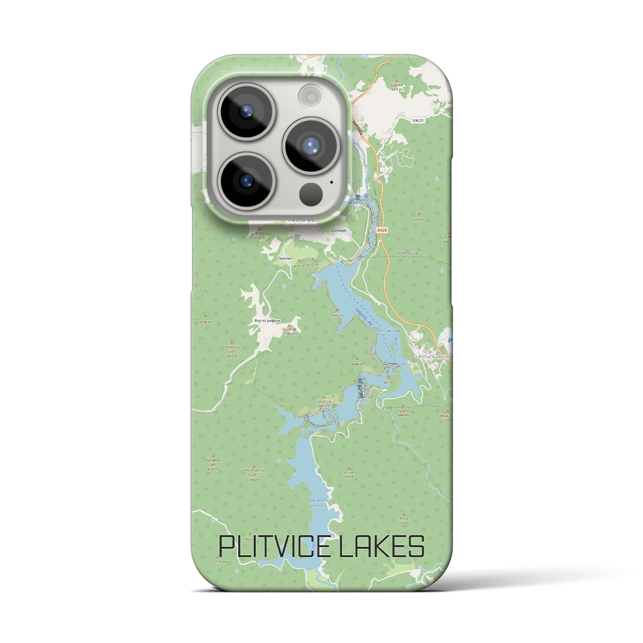 【プリトヴィツェ湖群（クロアチア）】地図柄iPhoneケース（バックカバータイプ）