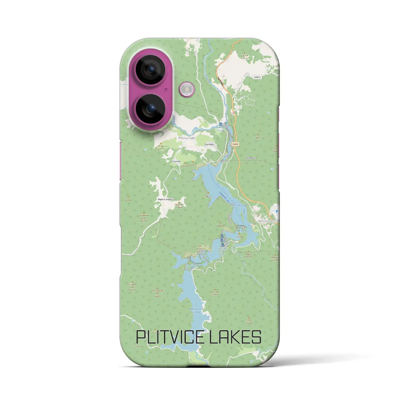 【プリトヴィツェ湖群（クロアチア）】地図柄iPhoneケース（バックカバータイプ）