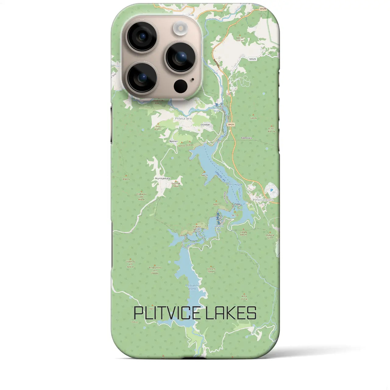 【プリトヴィツェ湖群（クロアチア）】地図柄iPhoneケース（バックカバータイプ）