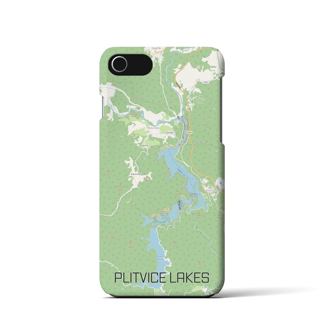【プリトヴィツェ湖群（クロアチア）】地図柄iPhoneケース（バックカバータイプ）