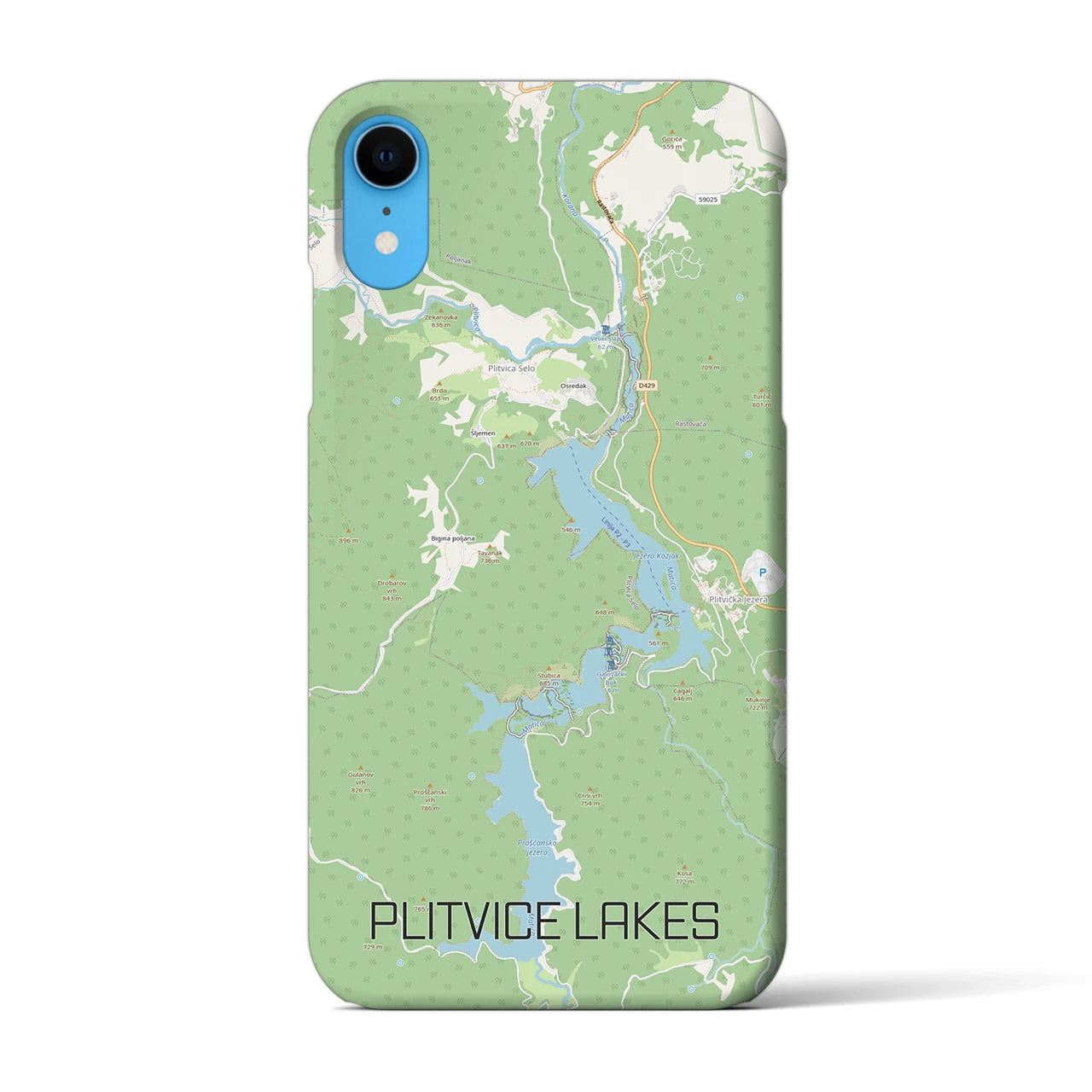 【プリトヴィツェ湖群（クロアチア）】地図柄iPhoneケース（バックカバータイプ）