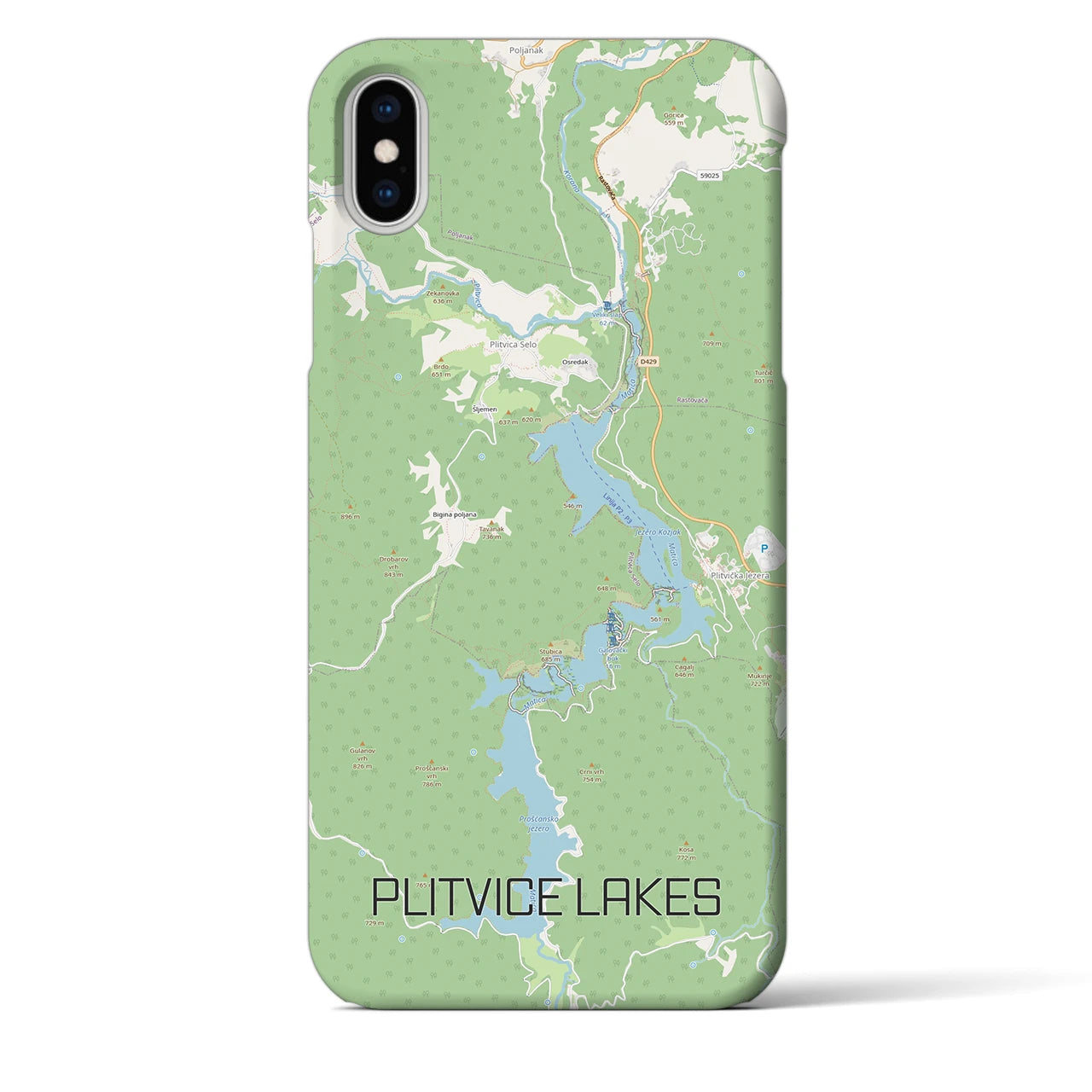 【プリトヴィツェ湖群（クロアチア）】地図柄iPhoneケース（バックカバータイプ）
