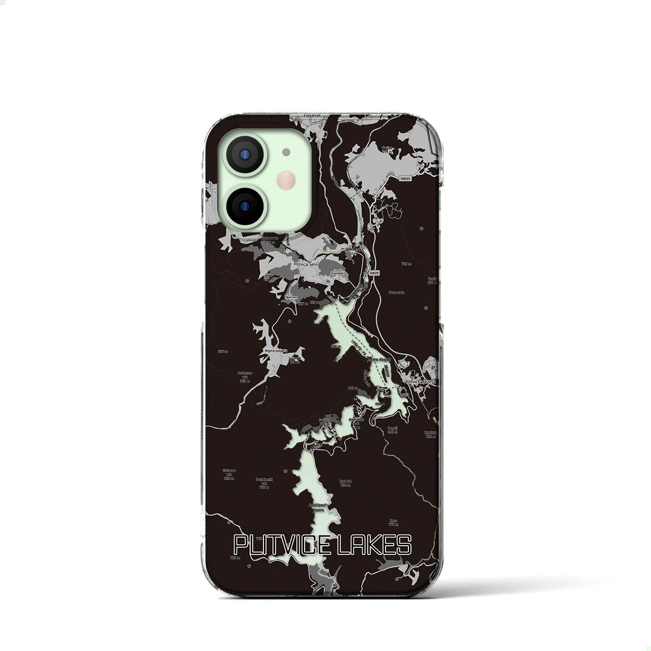 【プリトヴィツェ湖群（クロアチア）】地図柄iPhoneケース（クリアタイプ）