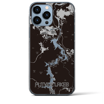 【プリトヴィツェ湖群（クロアチア）】地図柄iPhoneケース（クリアタイプ）