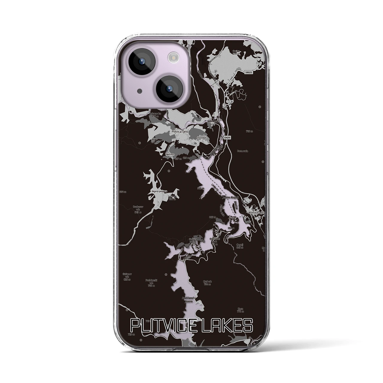 【プリトヴィツェ湖群（クロアチア）】地図柄iPhoneケース（クリアタイプ）