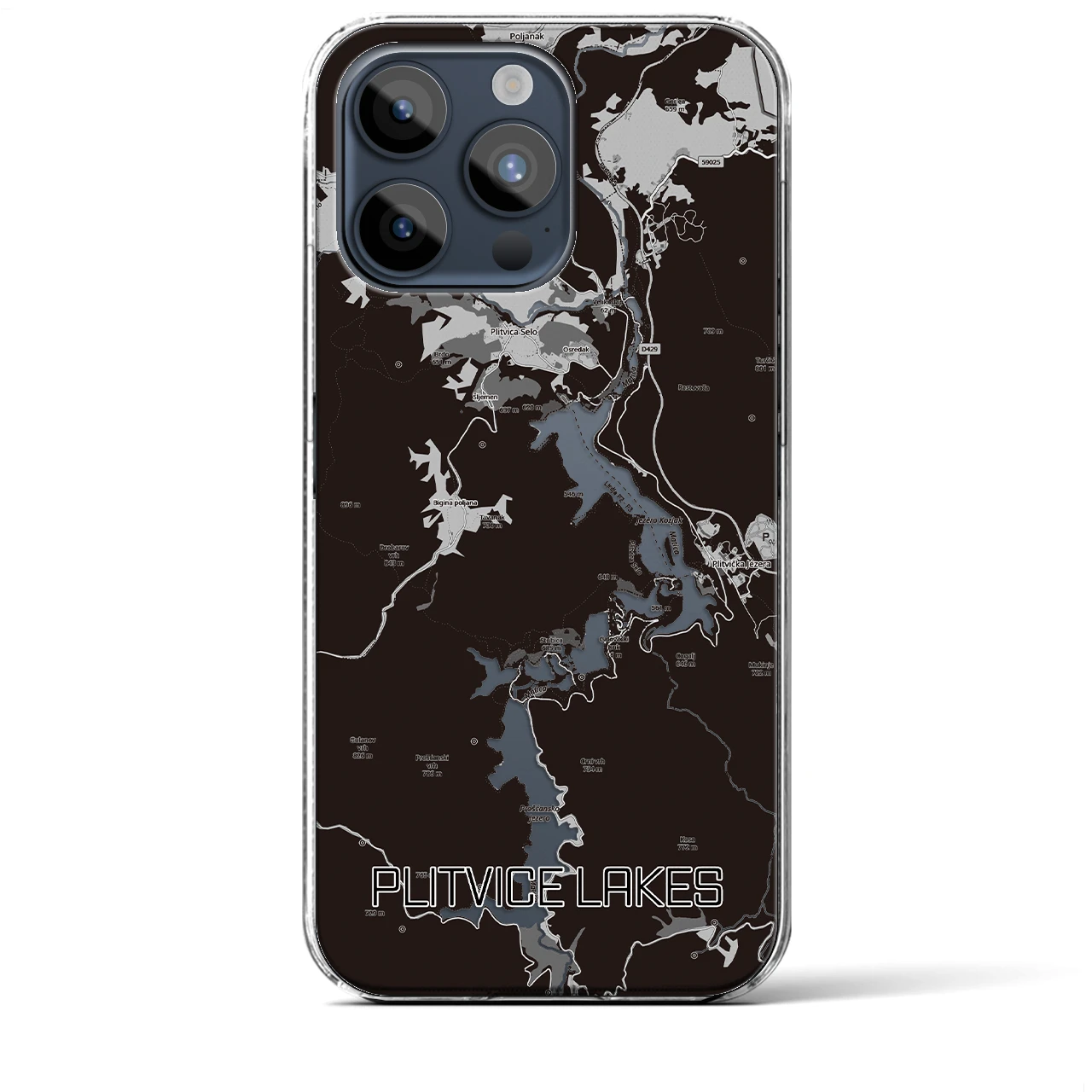 【プリトヴィツェ湖群（クロアチア）】地図柄iPhoneケース（クリアタイプ）
