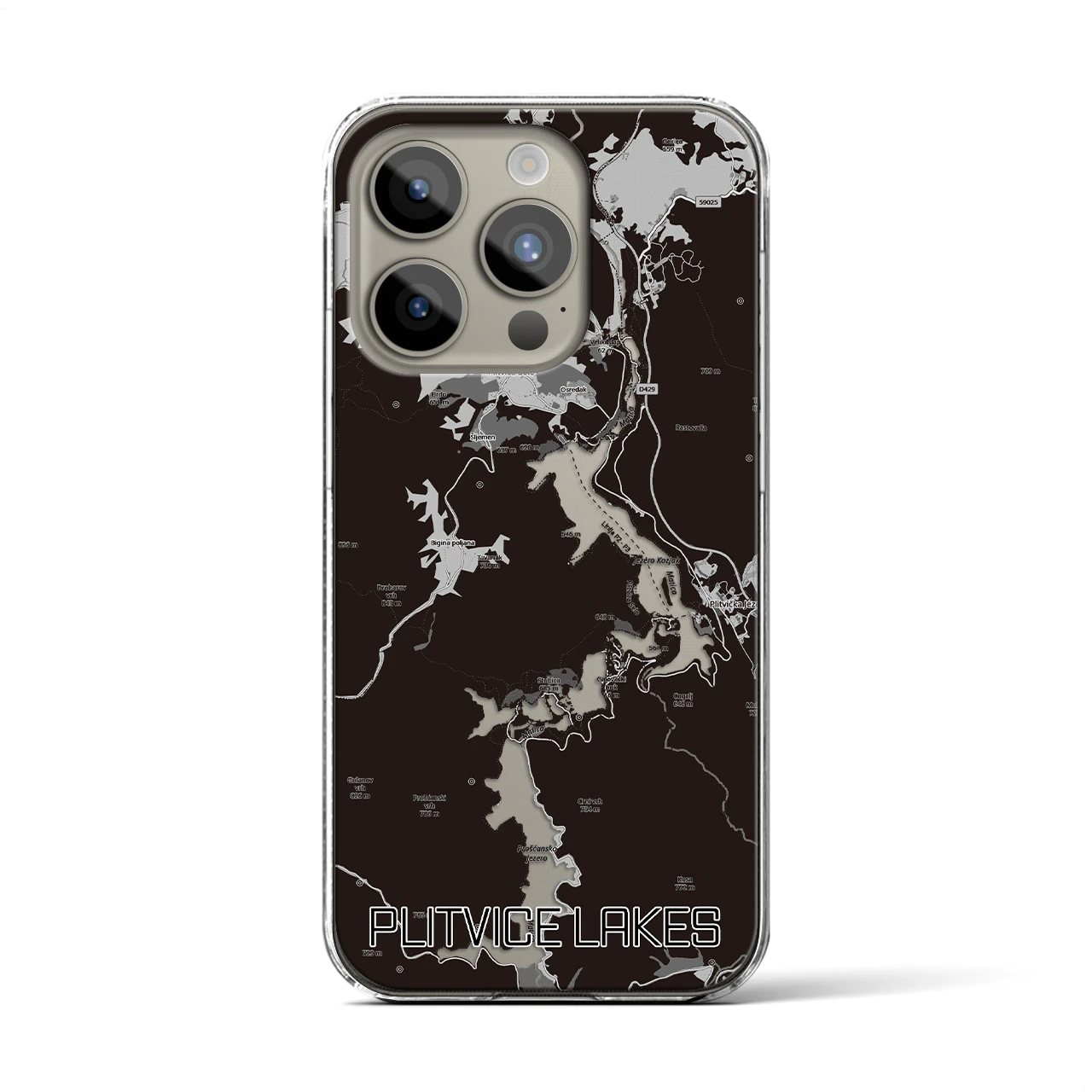 【プリトヴィツェ湖群（クロアチア）】地図柄iPhoneケース（クリアタイプ）