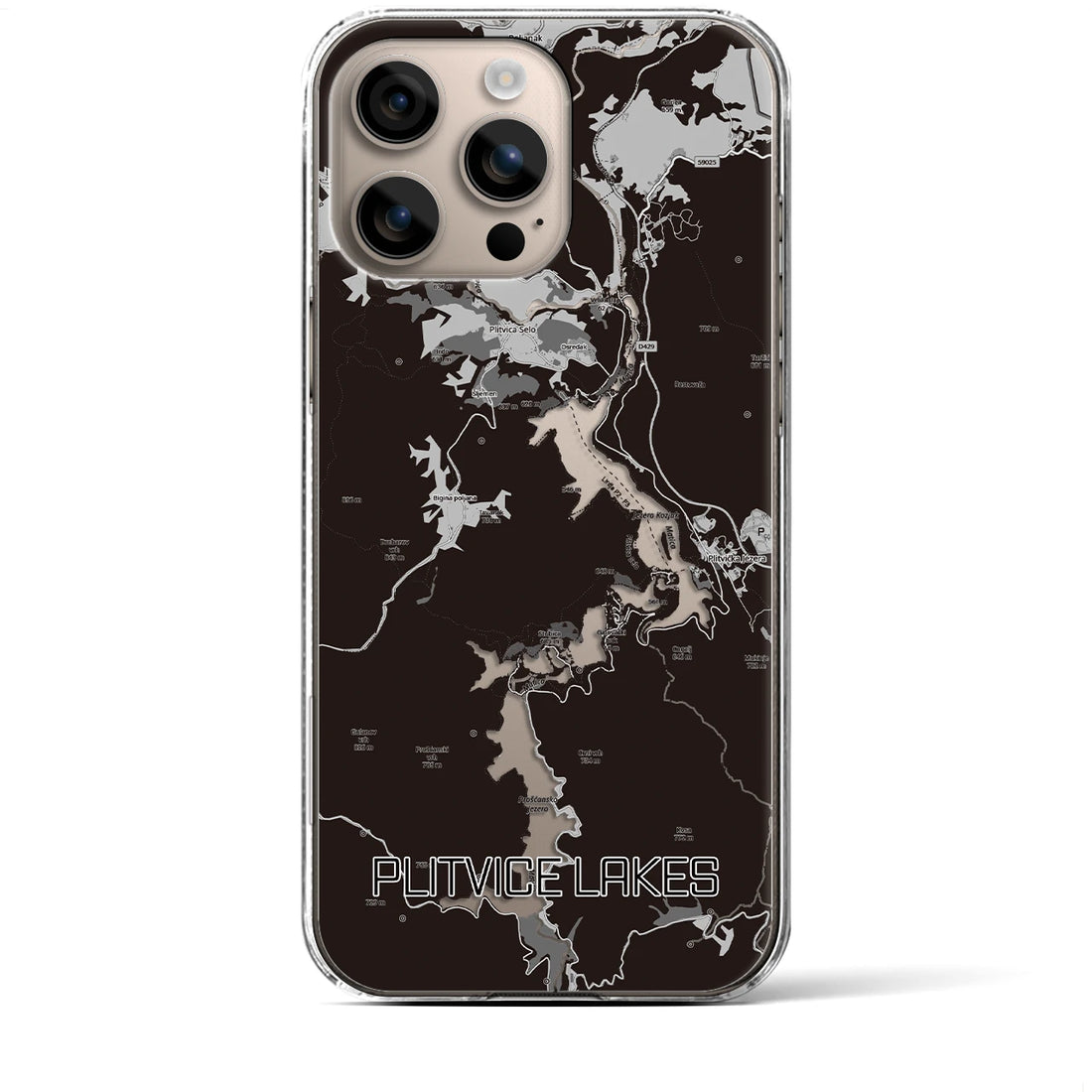 【プリトヴィツェ湖群(クロアチア)】地図柄iPhoneケース(クリアタイプ)