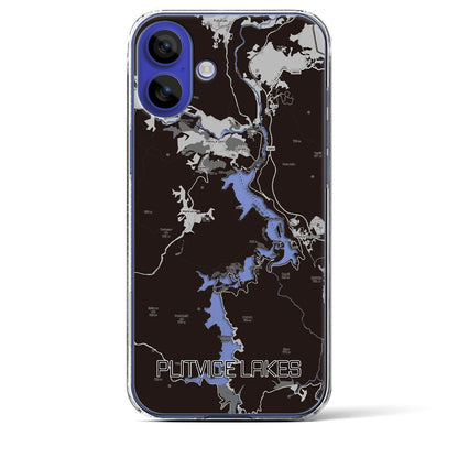 【プリトヴィツェ湖群（クロアチア）】地図柄iPhoneケース（クリアタイプ）モノトーン・iPhone 16 Pro Max 用