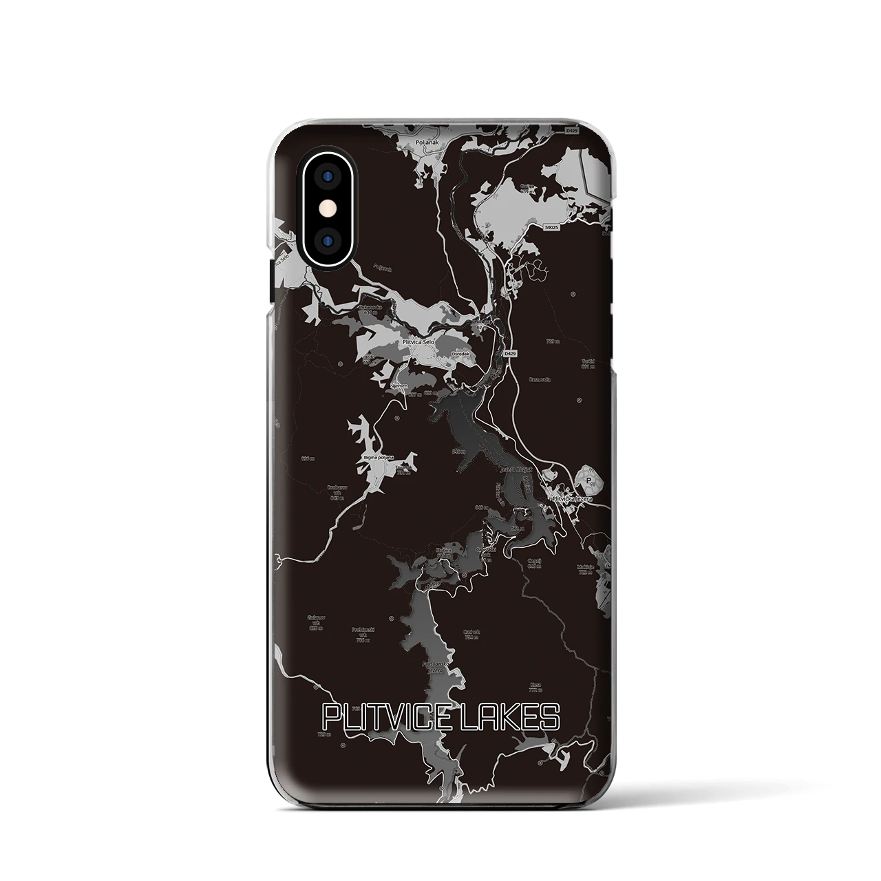【プリトヴィツェ湖群（クロアチア）】地図柄iPhoneケース（クリアタイプ）