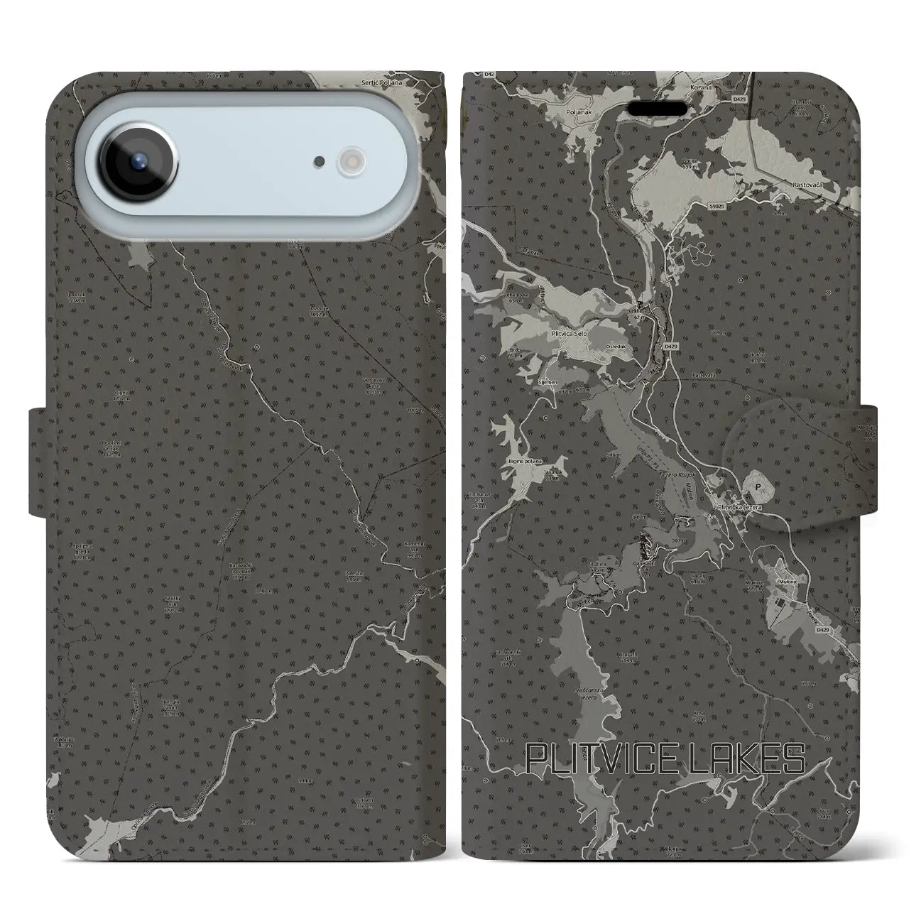 【プリトヴィツェ湖群（クロアチア）】地図柄iPhoneケース（手帳タイプ）