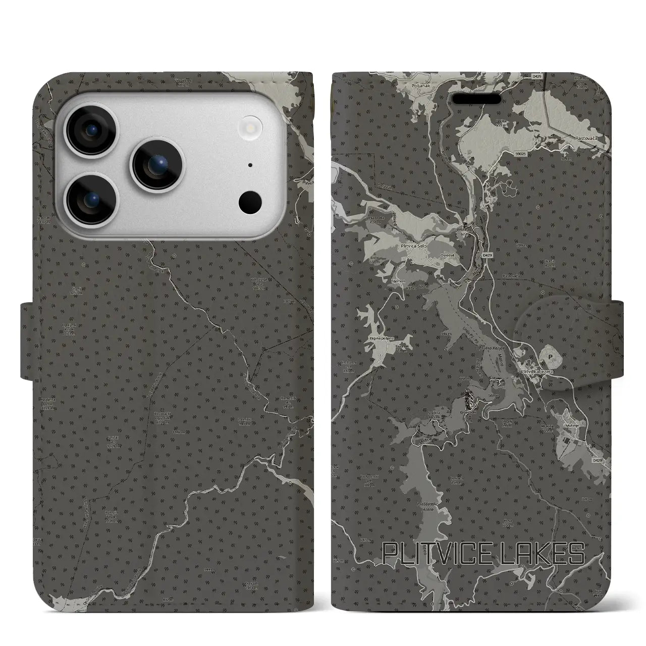 【プリトヴィツェ湖群（クロアチア）】地図柄iPhoneケース（手帳タイプ）